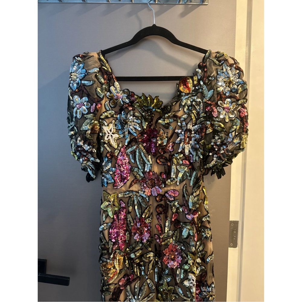 Oscar de la Renta sequin floral appliqué dress- Size 4 never worn - Picture 6 of 7